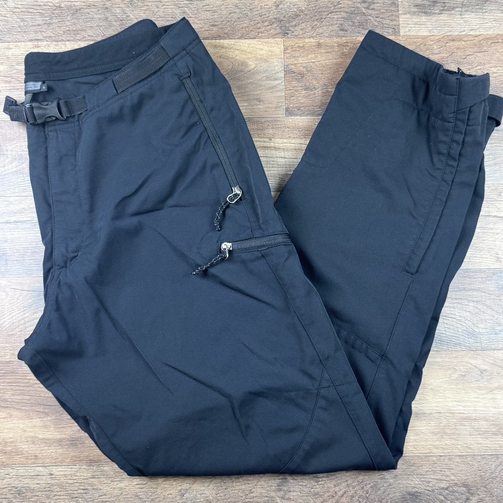 REI Men's Utility Hiking Pants Black Nylon Stretch Zip Pockets & Ankles
